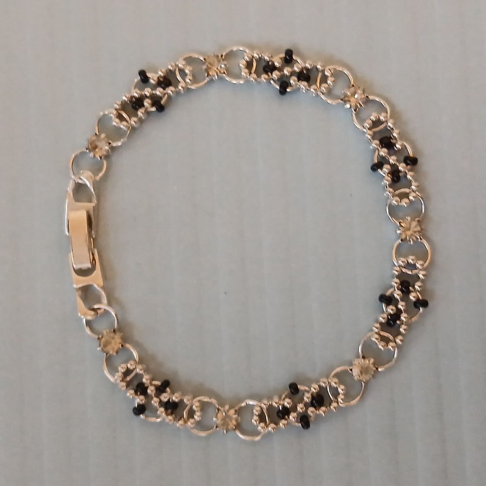 Women's Black And silver Beaded Embellished Statement Bracelet - Picture 13 of 16